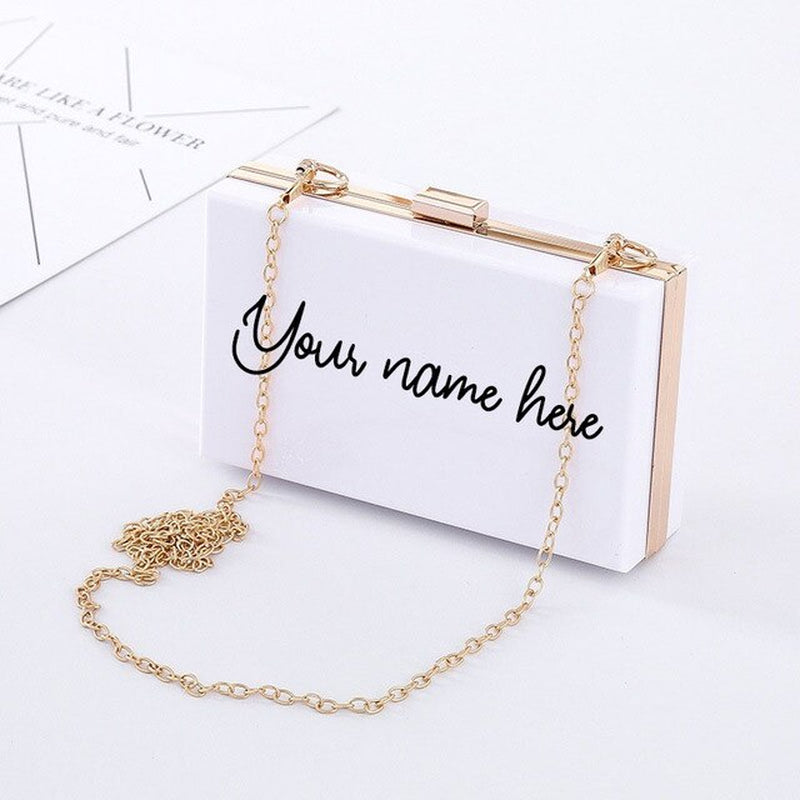 2020 Personalized Acrylic Clutch Monogram Purse Bridesmaid Clutch Bridesmaid Handbag Bridesmaid Bag Custom Mrs Clutch Bride Box