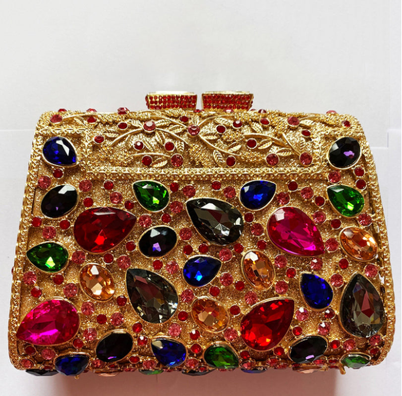 Hollow Out Red Blue Purple Woman Diamond Evening Dinner Bag Female Crystal Handbag Ladies Party Cocktail Clutches Wallets