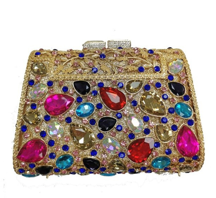 Hollow Out Red Blue Purple Woman Diamond Evening Dinner Bag Female Crystal Handbag Ladies Party Cocktail Clutches Wallets