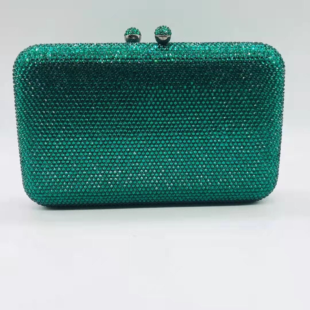 Women Blue Green Red Silver Brown Crystal Handbags Ladies Hand Made Diamond Wedding Party Dinner Clutch Evening Purse Bag