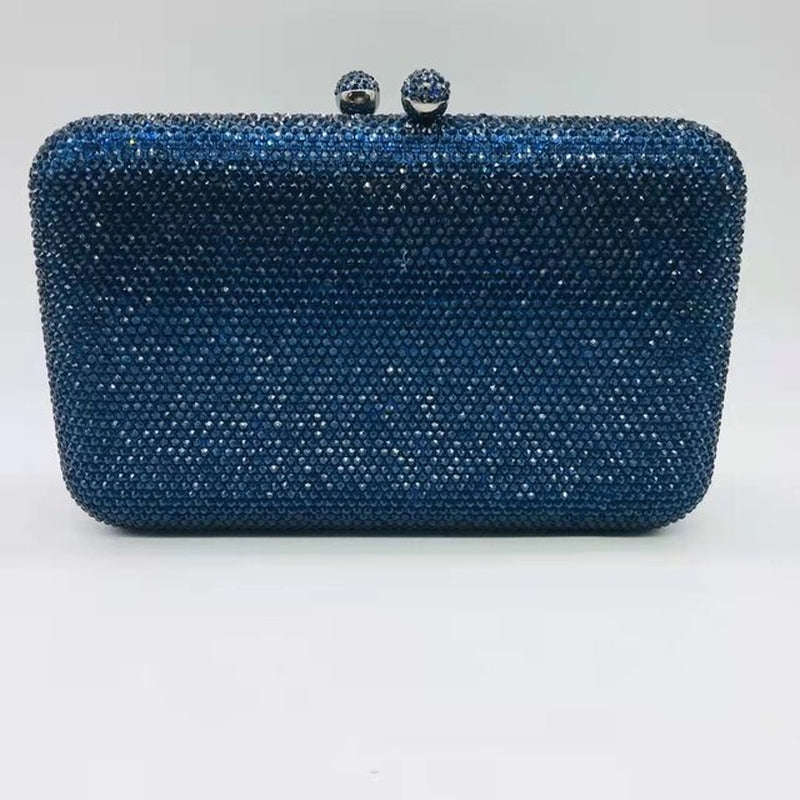 Women Blue Green Red Silver Brown Crystal Handbags Ladies Hand Made Diamond Wedding Party Dinner Clutch Evening Purse Bag