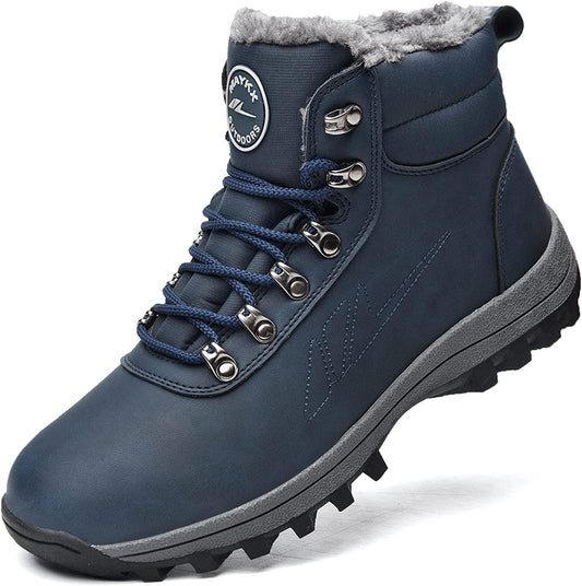 Mens Womens Winter Snow Boots Hiking Climping Booties Warm Waterproof Fur Lined Non Slip Leather Ankle US 4-14.5