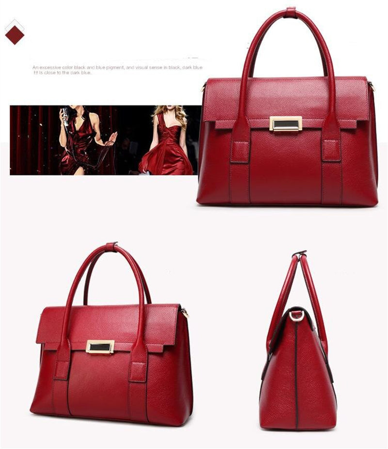 2023 New Genuine Leather Briefcase Women Handbags Large Capacity Ladies Fashion Cowhide Shoulder Messenger Bags Portable