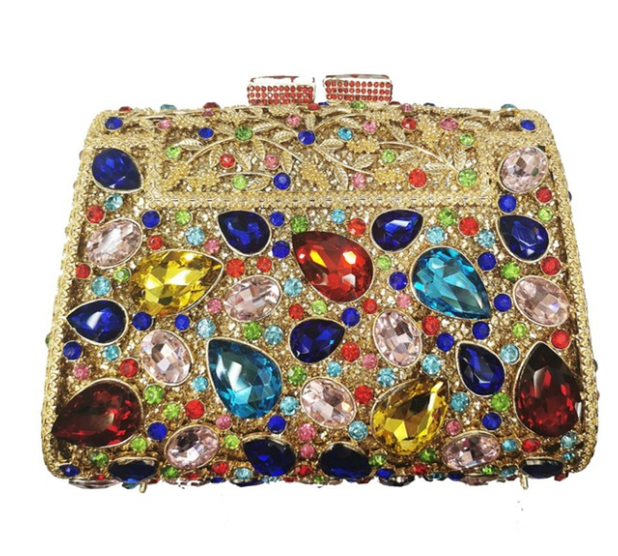 Hollow Out Red Blue Purple Woman Diamond Evening Dinner Bag Female Crystal Handbag Ladies Party Cocktail Clutches Wallets