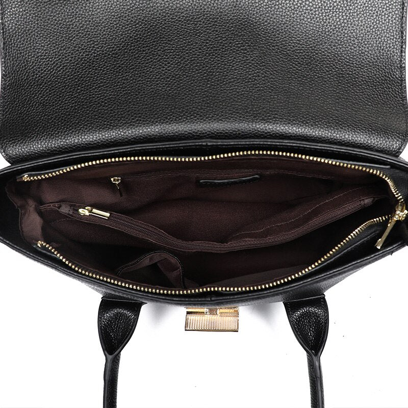 2023 New Genuine Leather Briefcase Women Handbags Large Capacity Ladies Fashion Cowhide Shoulder Messenger Bags Portable