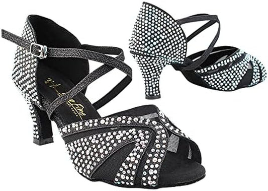 - Ladies Latin, Salsa, Rhythm Ballroom Dance Shoes Crystal Collection 3036Bling 2.5 Inch Low Heel & Shoe Bag (Random Color)