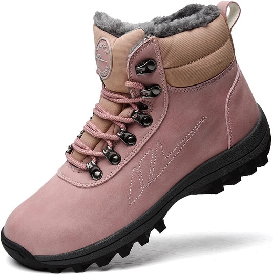 Mens Womens Winter Snow Boots Hiking Climping Booties Warm Waterproof Fur Lined Non Slip Leather Ankle US 4-14.5