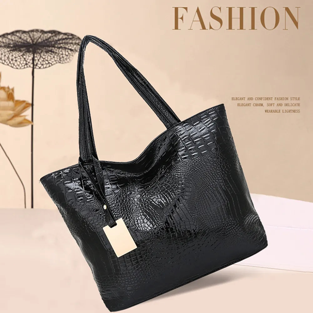 Vintage Women Handbag Alligator Pattern PU Leather Shoulder Shopping Bag Ladies Casual Large Capacity Zipper Handbags for Female