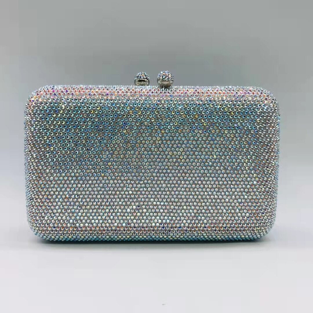 Women Blue Green Red Silver Brown Crystal Handbags Ladies Hand Made Diamond Wedding Party Dinner Clutch Evening Purse Bag