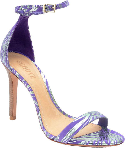 Schutz Cadey-Lee Purple Cherry Nubuck Ankle Strap Two Piece Single Sole Sandals (8)