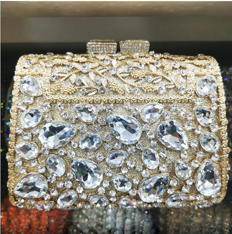 Hollow Out Red Blue Purple Woman Diamond Evening Dinner Bag Female Crystal Handbag Ladies Party Cocktail Clutches Wallets