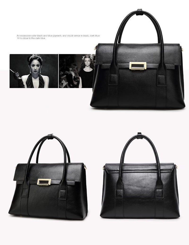 2023 New Genuine Leather Briefcase Women Handbags Large Capacity Ladies Fashion Cowhide Shoulder Messenger Bags Portable