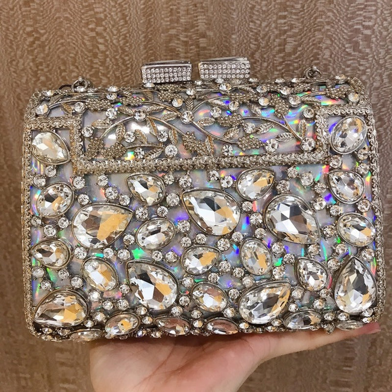 Hollow Out Red Blue Purple Woman Diamond Evening Dinner Bag Female Crystal Handbag Ladies Party Cocktail Clutches Wallets