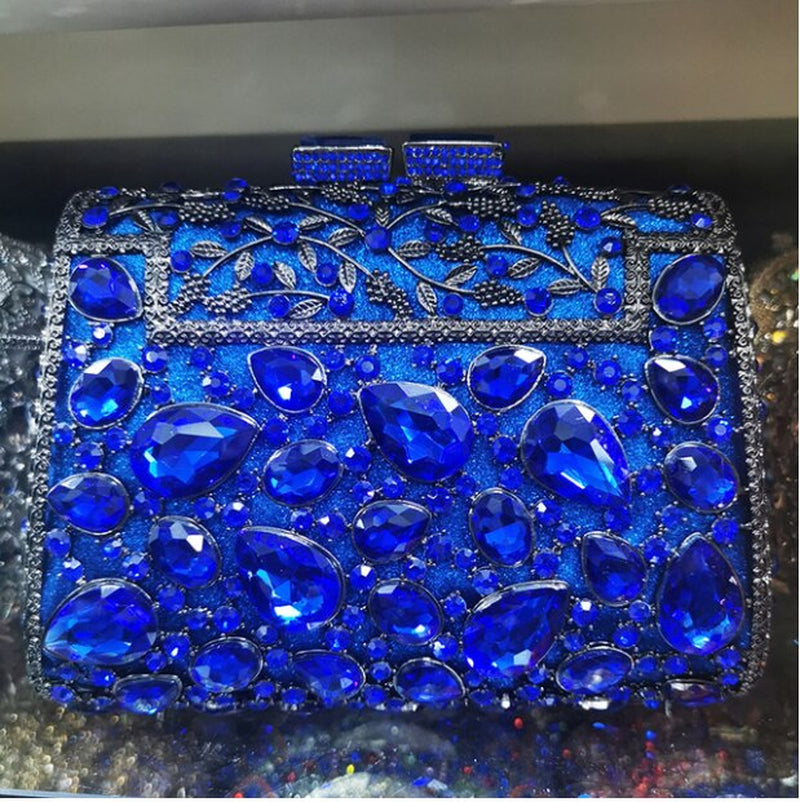 Hollow Out Red Blue Purple Woman Diamond Evening Dinner Bag Female Crystal Handbag Ladies Party Cocktail Clutches Wallets